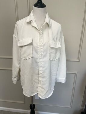 Ardene White Corduroy Button-Down Workshirt